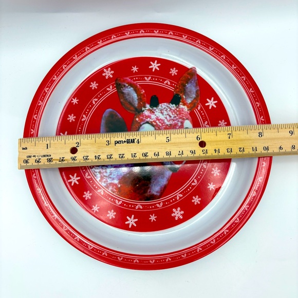 4 Rudolph Reindeer Decorative Melamine Plates - Picture 3 of 6